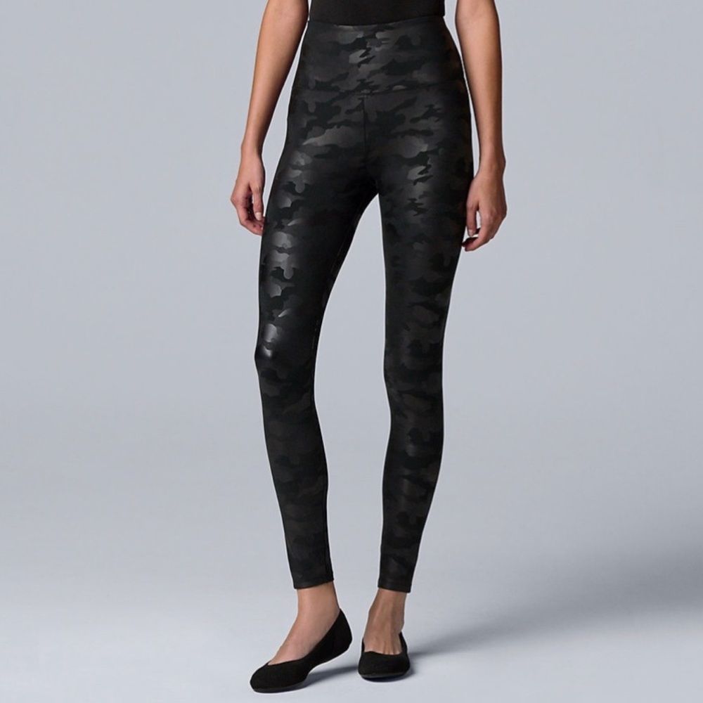 Simply Vera Wang High Waited Faux Leather Leggings sz M BNWT